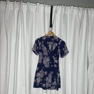 Free People Midnight Blue and Cream Floral Dress